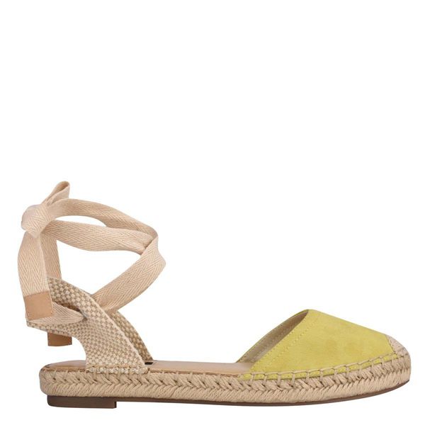 Nine West Mage Ankle Wrap Espadrille Yellow Flat Sandals | South Africa 49S69-6D64